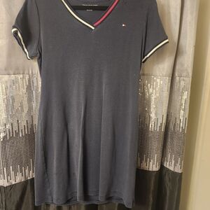 Tommy Hilfiger Navy and Red Trim V-Neck Top